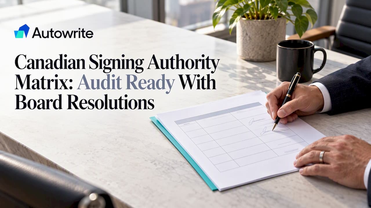 Canadian Signing Authority Matrix: Audit Ready With Board Resolutions